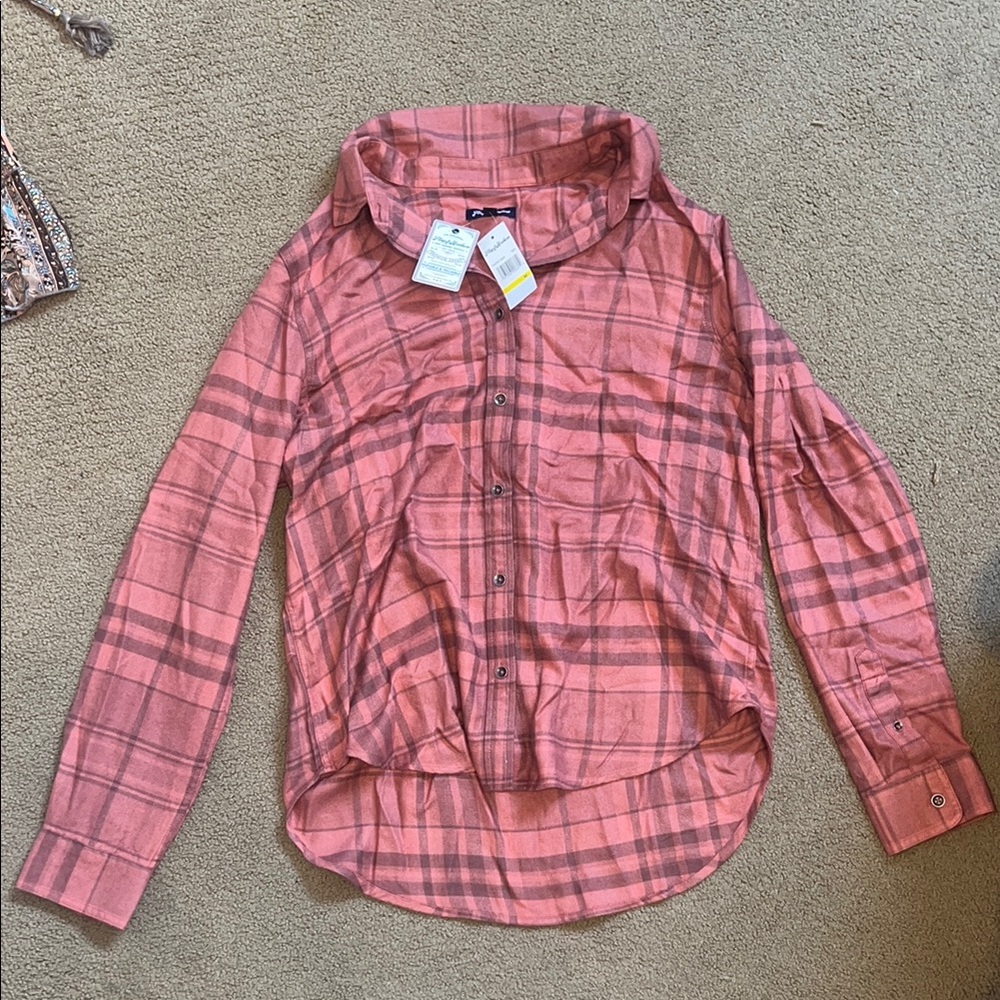 NWT Pink Plaid Button-Up Shirt